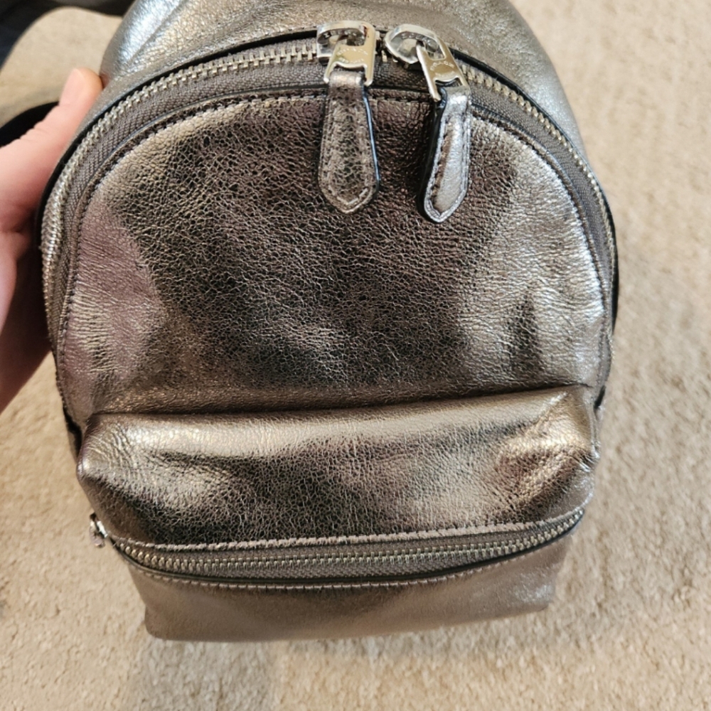 Metallic Silver Coach Mini Backpack - image 2